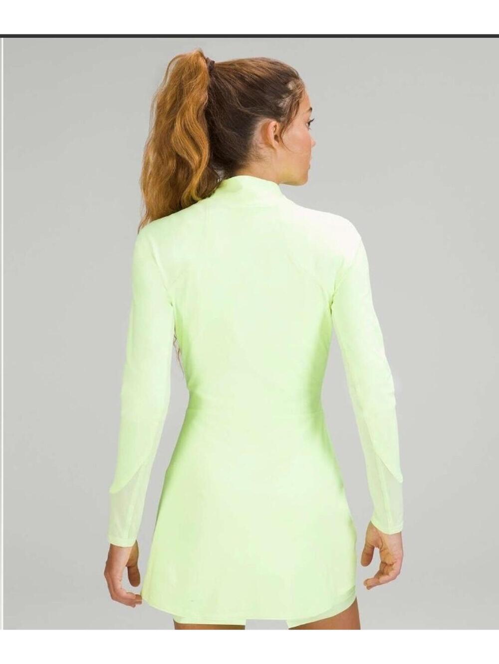 Lululemon Nulux Long Sleeve Tennis Dress Lined Yellow Women’s Size 4 Flawed